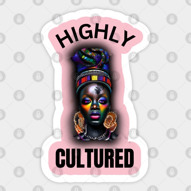 Highly Cultured Beautiful Black Woman Design Sticker by masksutopia